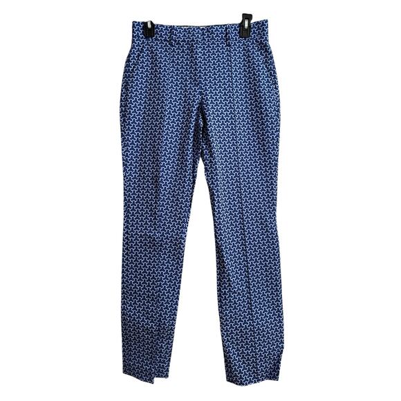 Tory Burch NEW Sport Blue Patterned stitch front seam Straight Leg Pants SZ 2 - Picture 3 of 9